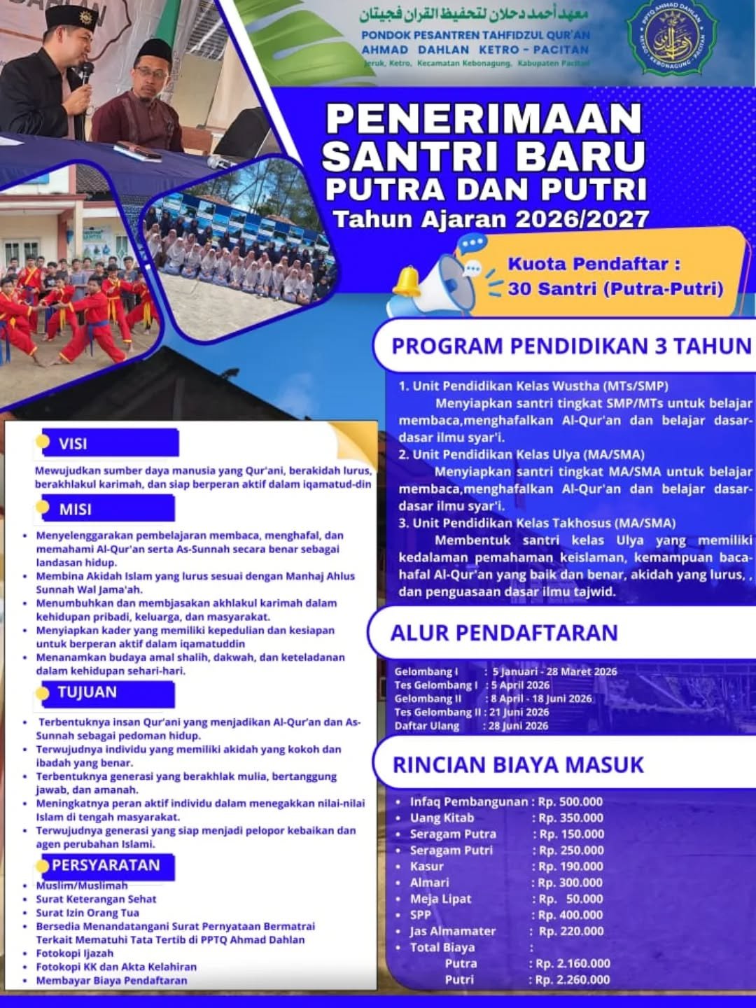 Penerimaan Santri Baru PPTQ Ahmad Dahlan